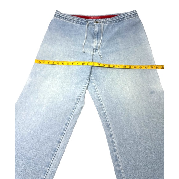 Anne Klein Women's Drawstring Jeans High Rise Wide Leg - Size XL, Light Blue - Picture 5 of 16